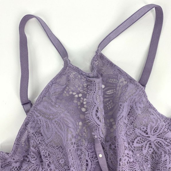 Victoria's Secret Bra Very Sexy Unlined Plunge Purple Floral Lace - Picture 3 of 12